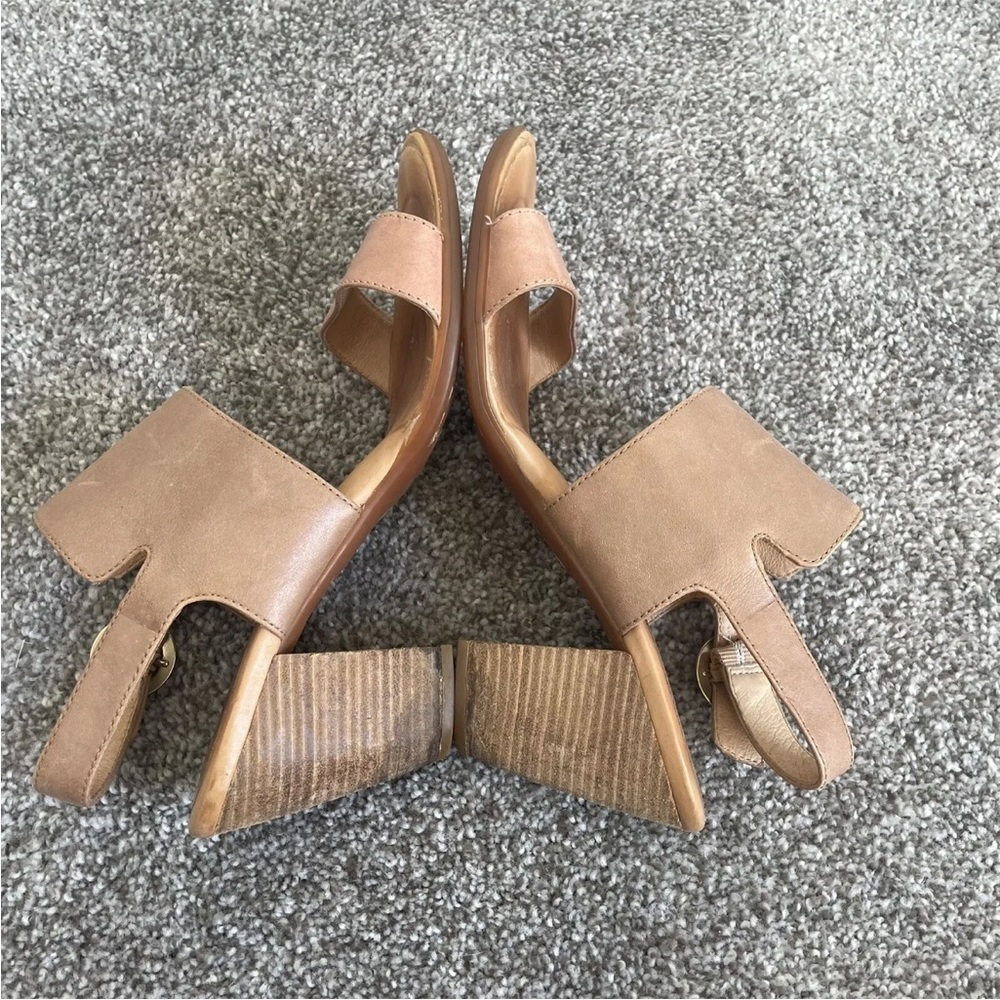 born heeled sandals womens size 10 M brown leather shoes open toe comfort heels - Picture 7 of 9